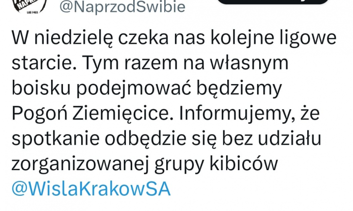 OGŁOSZENIE od Naprzód Świbie przed kolejnym meczem ligowym XD